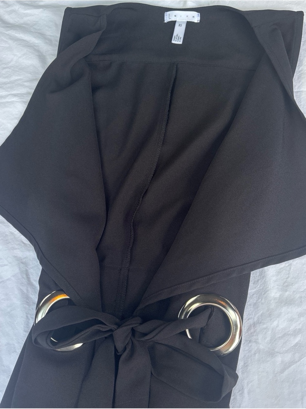 Leith Black Wrap Dress with Silver Ring Accents